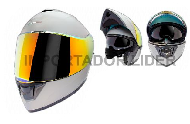 CASCO ABATIBLE FL900 GRIS DOT UND - L (VISOR DORADO IRIDIUM) DOBLE VISOR