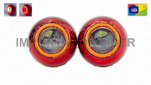 FARO LED B/ROJO AUREOLA ROJO B/ESPEJO (Ø11MM) 12V PAR - STD (ALTA.BAJA.  STROBO)