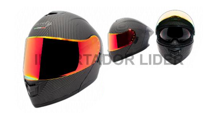 CASCO ABATIBLE FL668 IMITA FIBRA CARBONO DOT UND - XL (VISOR ROJO IRIDIUM)  DOBLE VISOR