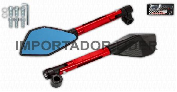 ESPEJO DEPORTIVO UNIVERSAL (ALUMINIO) NEGRO/ROJO PAR - STD
