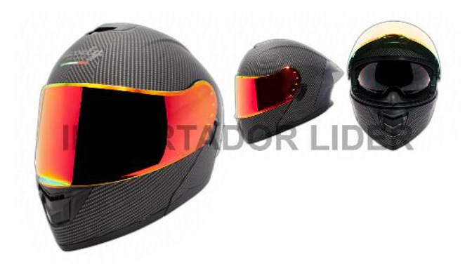 CASCO ABATIBLE FL668 IMITA FIBRA CARBONO DOT UND - L (VISOR ROJO IRIDIUM)  DOBLE VISOR