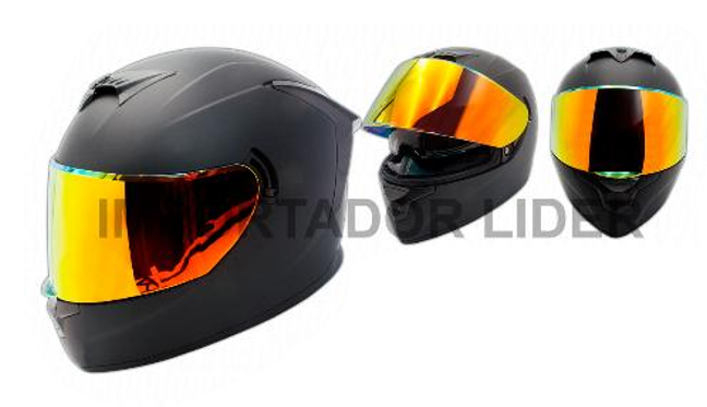 CASCO INTEGRAL F702 NEGRO MATE DOT UND - L (VISOR ROJO IRIDIUM) DOBLE  VISOR
