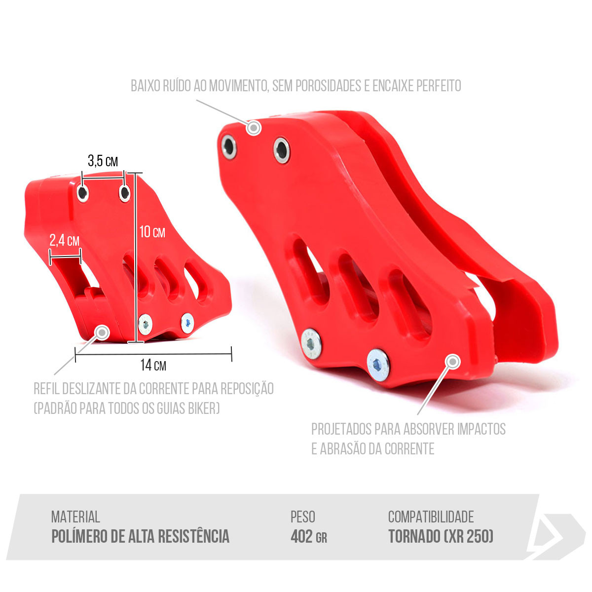 GUIA DE CADENA TRASERA TORNADO ROJO