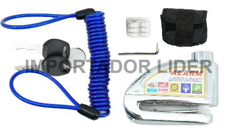 CANDADO FRENO DISCO CROMADO CON ALARMA SET - STD