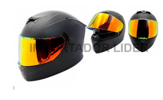CASCO INTEGRAL F702 NEGRO MATE DOT UND - XL  (VISOR ROJO IRIDIUM) DOBLE VISOR