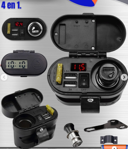 CARGADOR 2 E/USB-CIGARRERA-INDICADOR DE HORA UND - STD