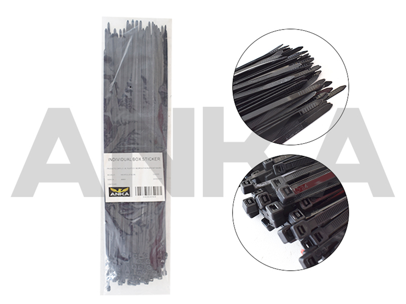 CINTILLO DE PLASTICO(4.8X20CM)(BOLSAX100UND)NEGRO ANKA