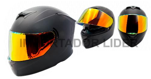 CASCO INTEGRAL F702 C/LUCES NEGRO MATE DOT UND - L (VISOR ROJO IRIDIUM)  DOBLE VISOR