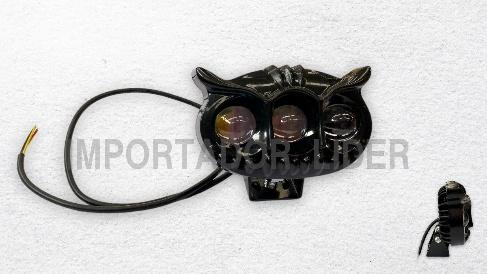 FARO DELANTERO (PLASTICO) BUHO 3 LED 4 FUNCIONES UND - STD (LUZ  BLANCA/AMBAR.ALTA.BAJA.STROBO)