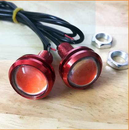 FARO LED OJO DE AGUILA ROJO 3C PAR (PERNO 10MM) - STD (LUZ ESTATICO.  ESTROBO)