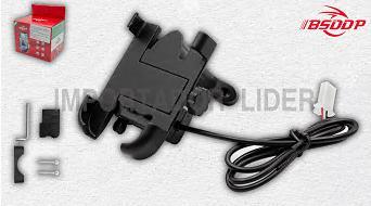 SOPORTE ALUMINIO P/CELULAR RH-ZJ0020 NEGRO E/USB (P/ABRAZADERA) UND - STD